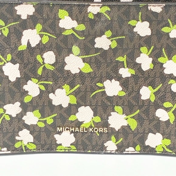 MICHAEL KORS Large Jade Shoulder Crossbody Bag in Floral Logo Canvas - Picture 3 of 6